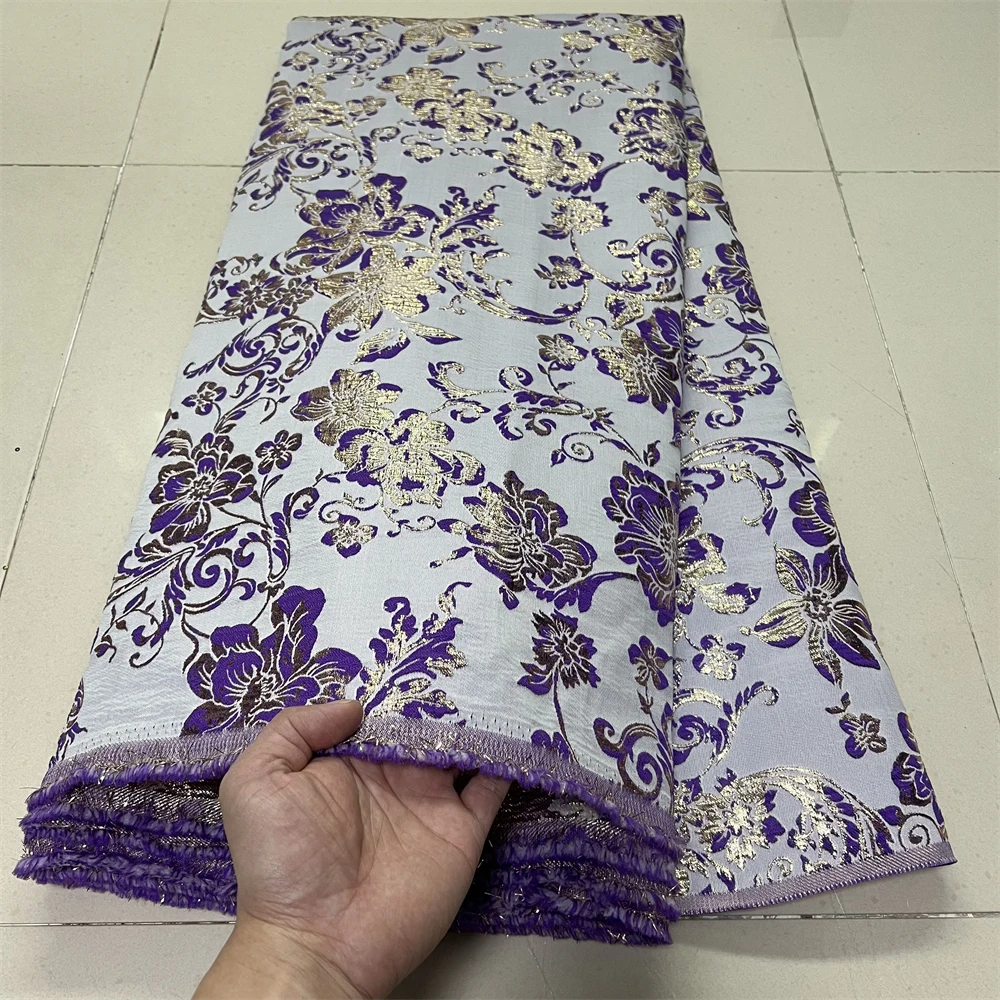 

African Nigerian Tulle Lace Fabric Organza Embroidery2025 High Quality Brocade Jacquard 5Yard for Party Gown Dress YXZ189