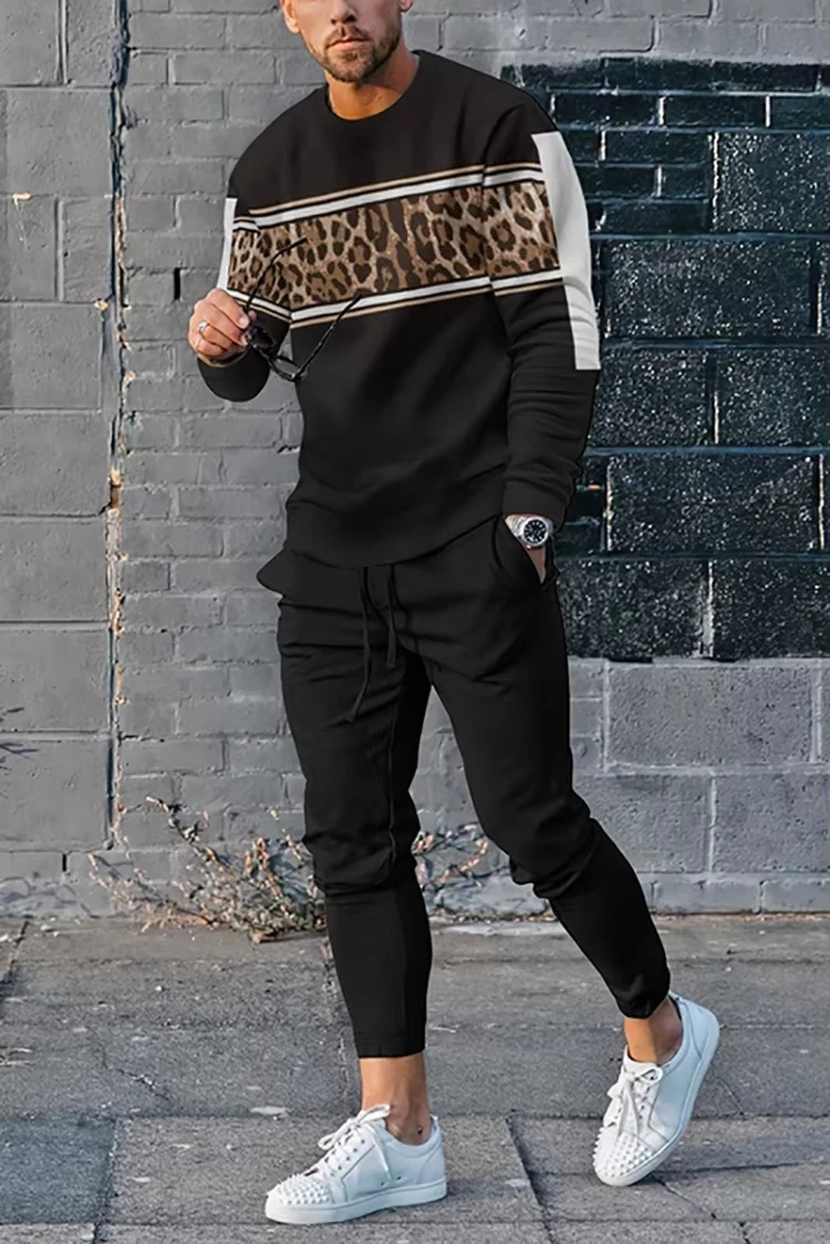 Hot Sell Summer Men Clothing 3d Printed Men's Retro Long-Sleeved T Shirt Pants 2-Piece Set Men Long Sleeve Casual Sweatpants Set