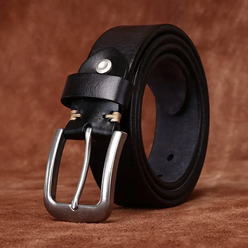 Men's thickened top-layer leather belt with stainless washable simple and casual waist