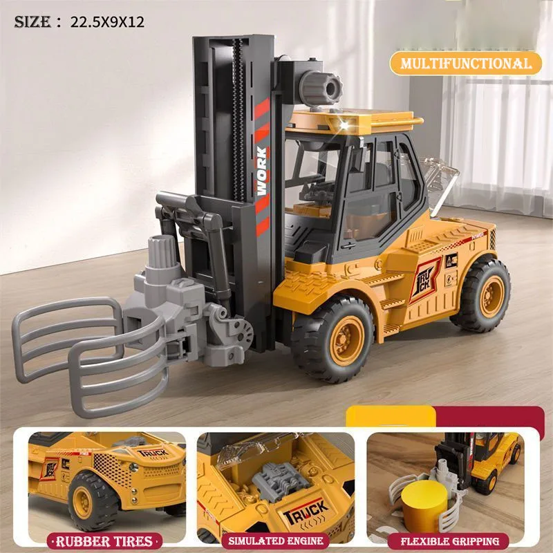 2025 جديد كبير الصوت والضوء رافعة شوكية للأطفال الهندسة سيارة رافعة شوكية قابلة للرفع الأولاد دمى هدايا #5