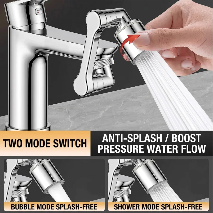 Tub Spout Adapter-360° Rotating Nozzle, Metal Structure, Adjustable Dishwashing/Shampoo Spraying Mode, Suitable for Kitchen/Bath