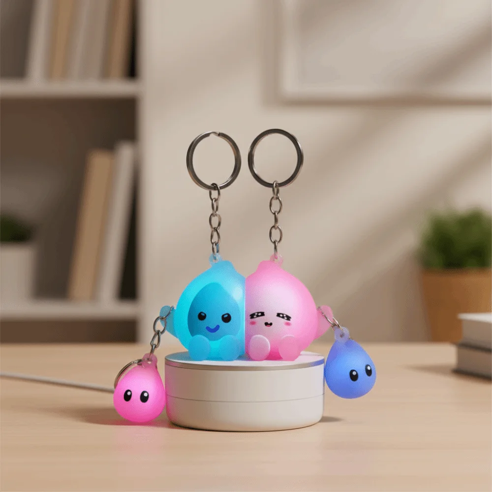 Luminous Magnetic Key Holder Magnetic Suction PVC Material Couple Keyring Glow-in-the-dark Cute Design Key Ring Rack Daily Use