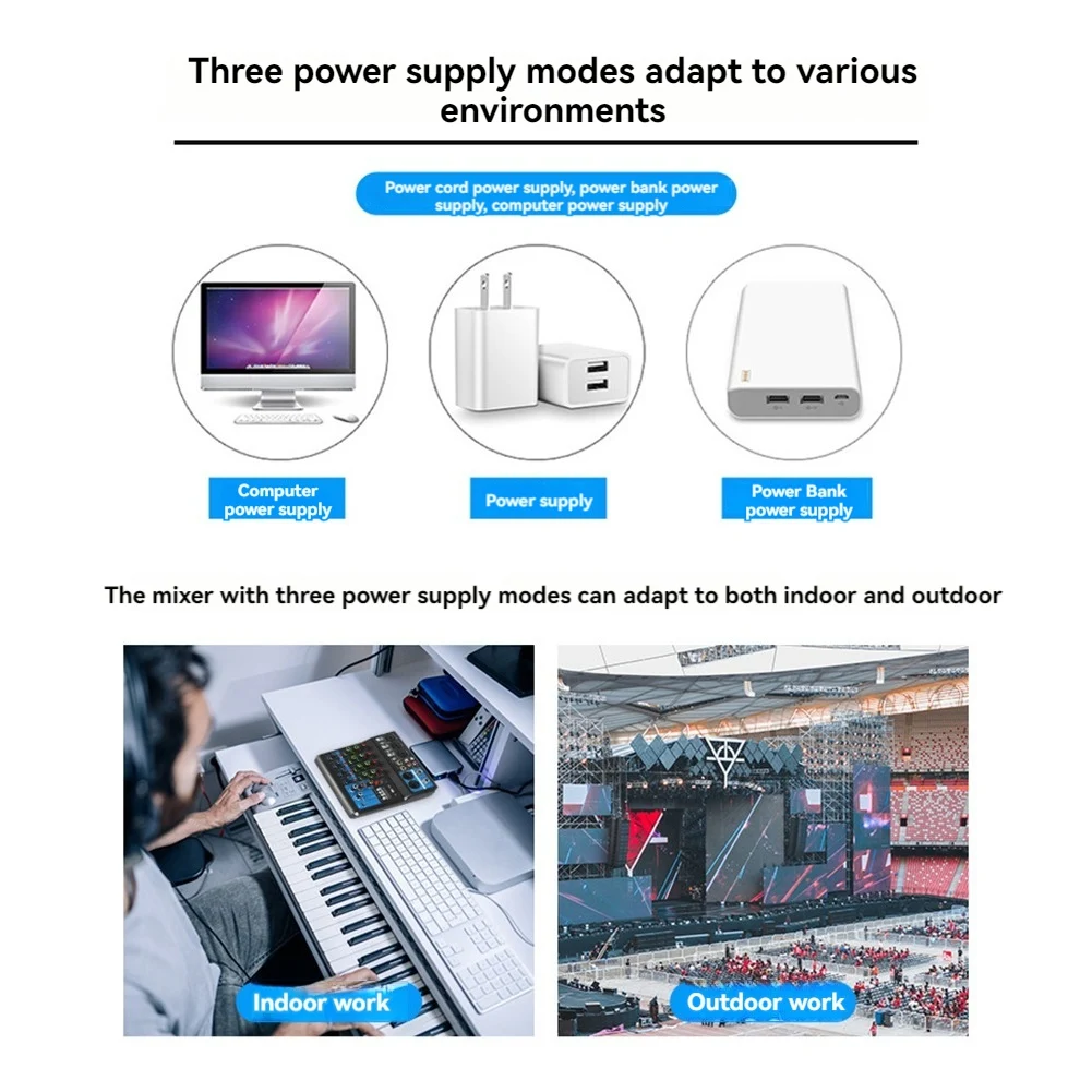 

HFES A5 Live Sound Card Mixing Console Mixer For Live Streaming DJ Audio Equipment Professional Audio 5Channel Sound Mixer