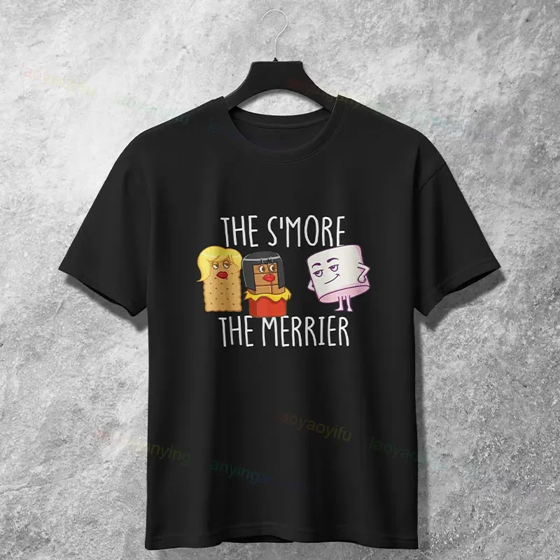 

The S'more The Merrier Funny Smores Ingredients Graphic T-Shirt Breathable Casual Short Sleeve Tee