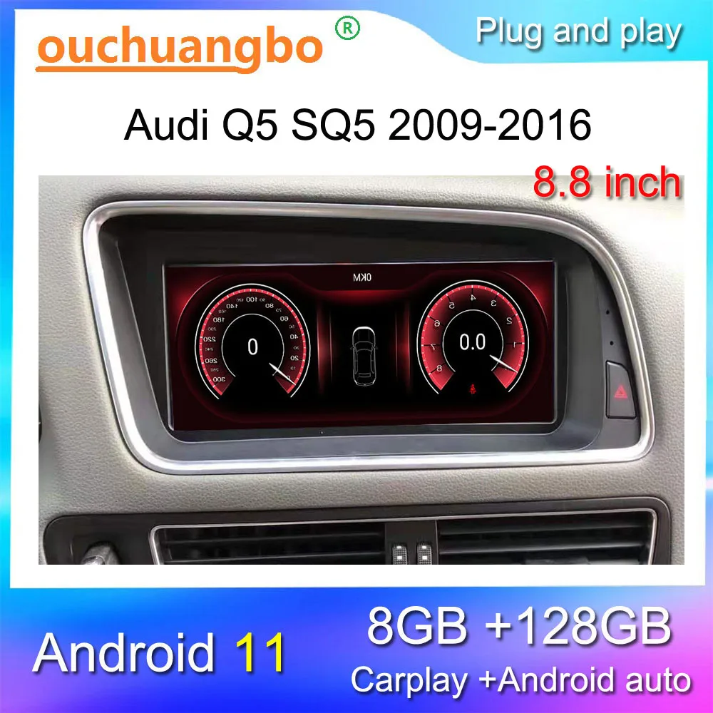 

Ouchuangbo car radio GPS navi for 8.8 inch Audi Q5 SQ5 2009-2016 Android 11 multimedia concert stereo carplay 1280*480