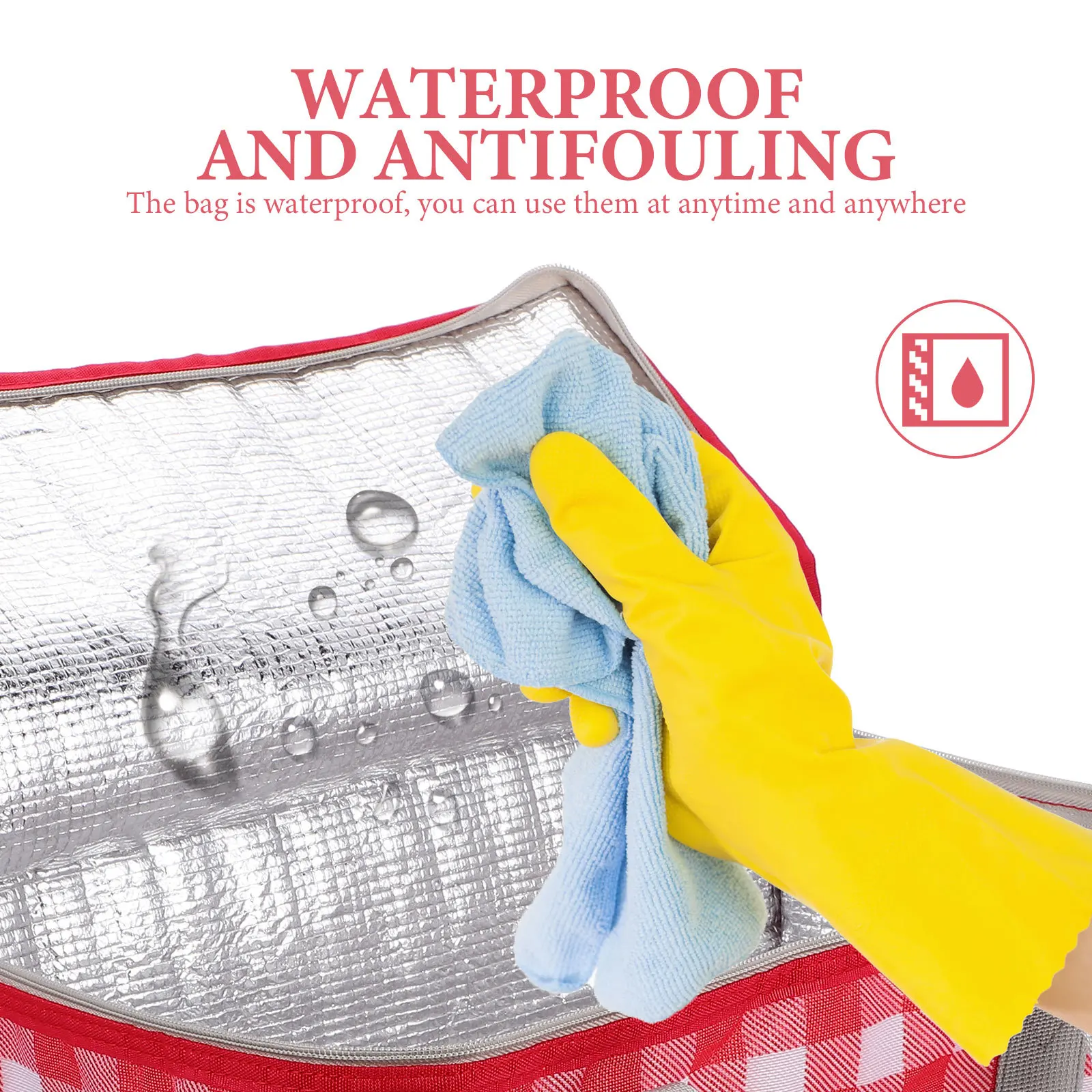 

Waterproof Picnic Bag Heavy Duty Thermal Insulation Lunch Bag with Wide Opening Zipper Seal Portable for Work School Camping