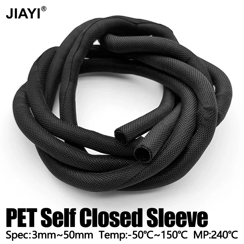 ID 3-50mm Cable Sleeve Self Closing PET Braided Expandable Auto Line Management Flexible Loom Split Pipe Tube For Wire and Cable
