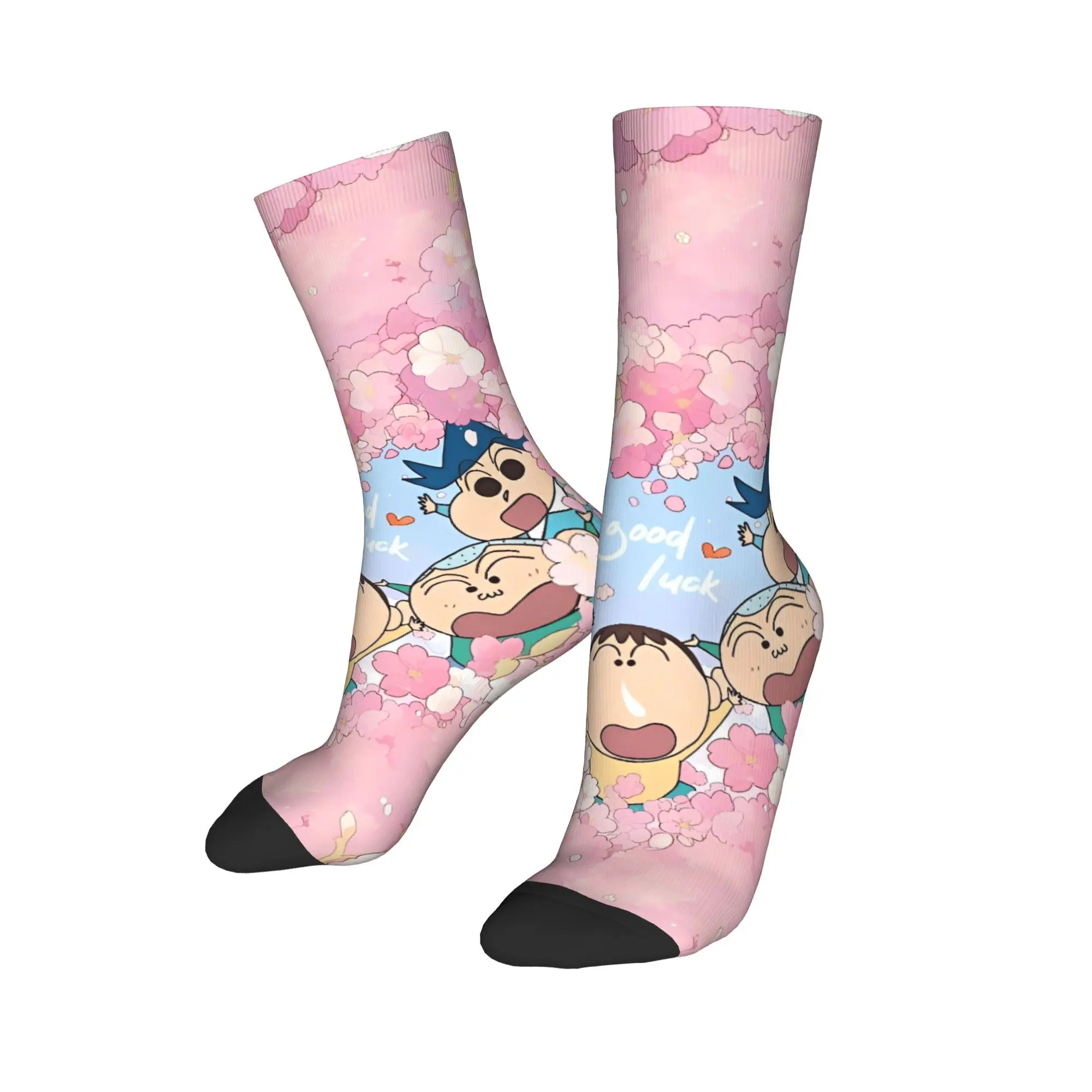 Calcetines de crayones para hombre y mujer, medias de buena suerte, calcetines suaves y cálidos antibacterianos, calcetines estampados a la moda para otoño para exteriores