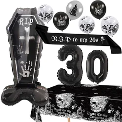 20th 30th Birthday Decorations Death Party Supplies Rip to My 20s Sash Number 30 Balloon Cake Cupcake Toppers Funeral My Youth