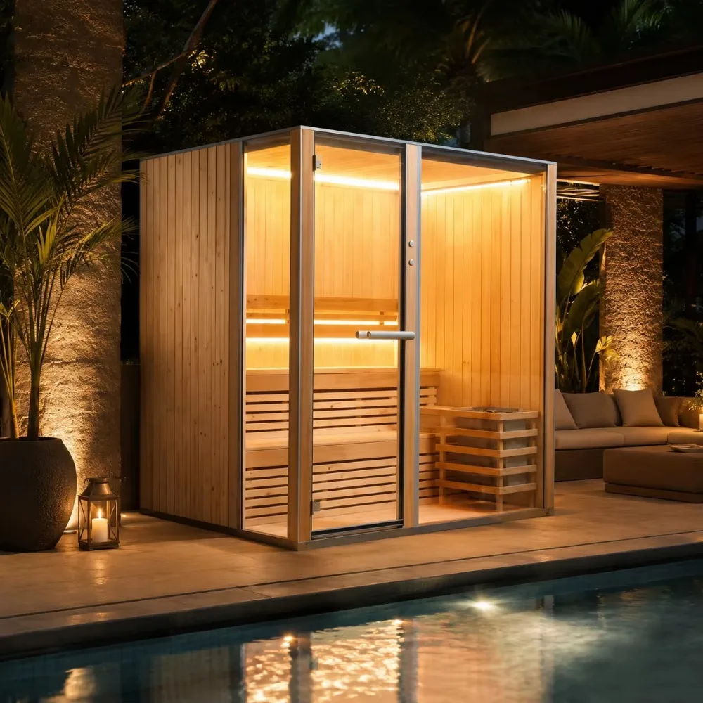 New Design Modern Solid Wood Electric High-end Sanspa Indoor Wet Steam Sauna Room for Apartment & Villa Use Relaxing Body Mind