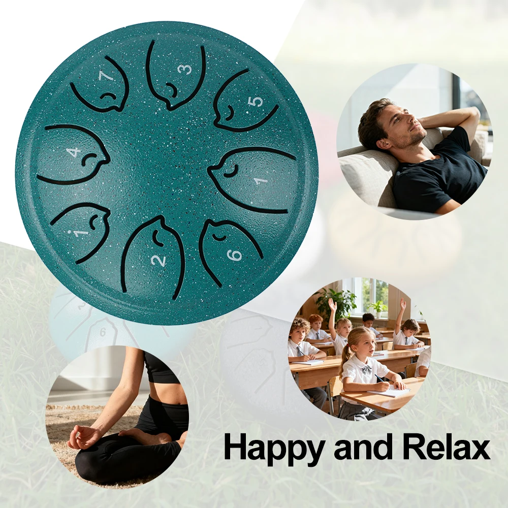 4.5 بوصة الصلب اللسان طبل 8 ملاحظات Handpan التأمل اليوغا شقرا شفاء المطر الرنين الصوت للتخييم الموسيقى التعليم