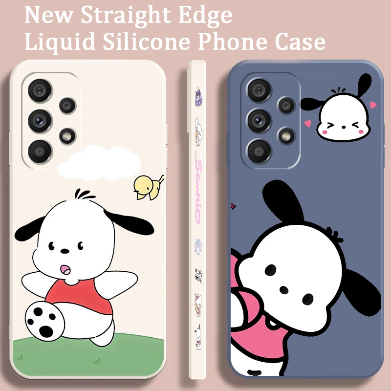 Sanrio Cartoon Pacha Dog Liquid Left Rope For Samsung Note 20 10 A54 A31 A14 A03 A22 A34 A04 A24 Ultra Plus 5G Funda Phone Case