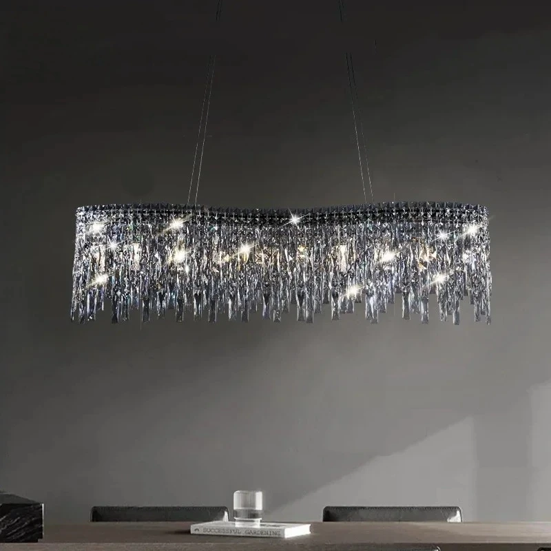 

Italian Milan Luxury Crystal Chandelier Long/round Hanging Lamp For Dining Room Hotel Art High-end Villa Bar Light Fixture Decor