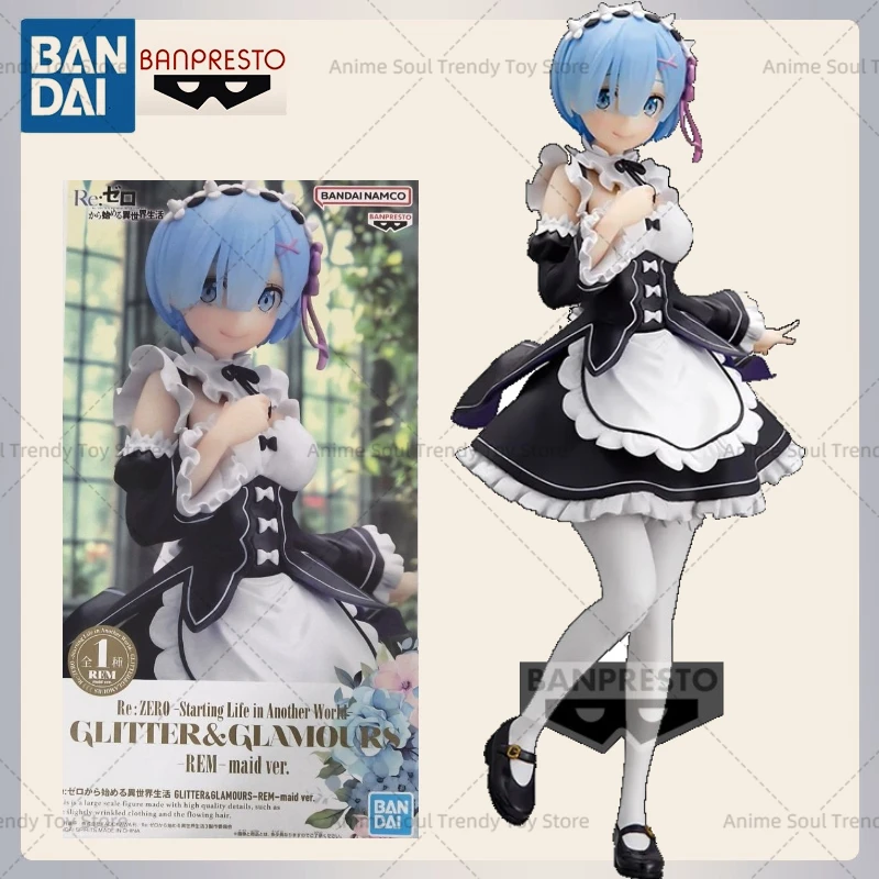 

In Stock Original BANDAI BANPRESTO Anime Action Figure Re:Life in A Different World From Zero Rem GLITTER&GLAMOURS-REM-maid AS