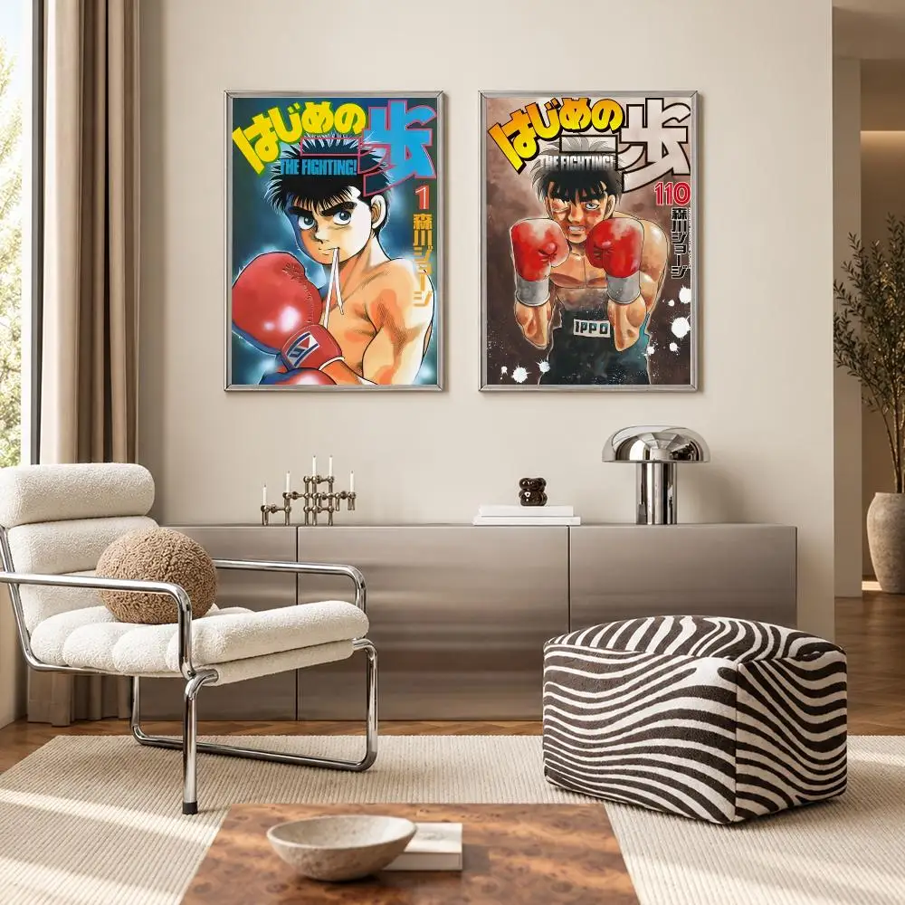 Inspirational Boxing Sports Anime Hajime No Ippo Poster Self‑Adhesive Waterproof PP Poster Coffee Bar Wall Art Home Decor