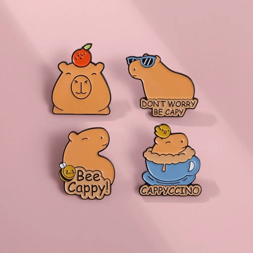 Emoticon Pack Capybara Brooch Metal Cartoon Cartoon Pin Brooch Cute Electroplating Capybara Alloy Badge Clothing Accessories