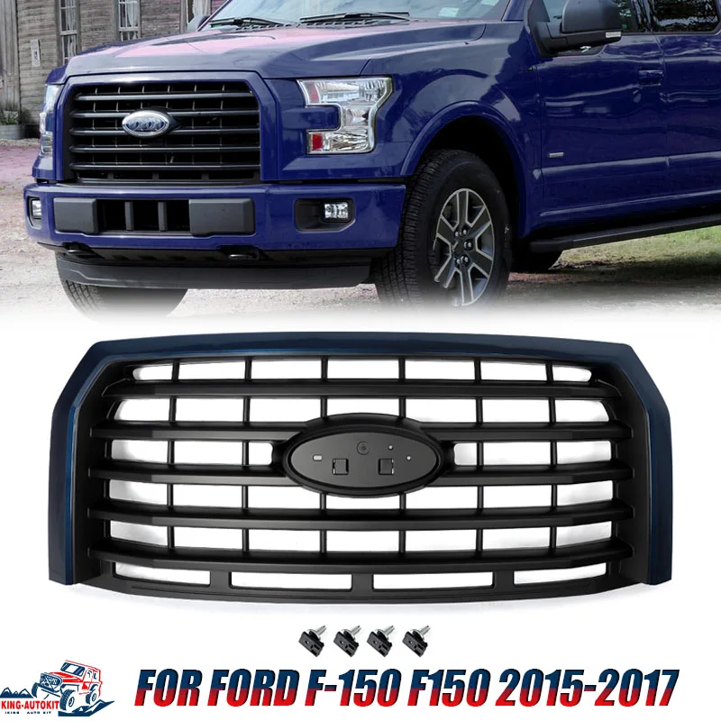 For F-150 Grills Front Bumper Upper Racing Grille Replace For Ford F150 2015 2016 2017 Modified Grills Accessories Blue Jeans N1