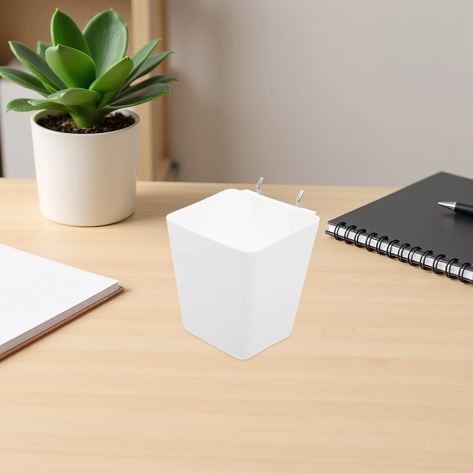 

6pcs Pegboard Storage Containers With Hooks White 5.11X4.72X4.72'' Wall Mounted Organizer For Workshop Garage Office Desk Tool