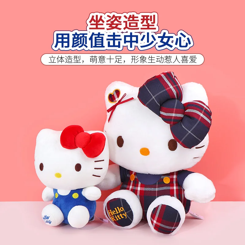 キティ クラシック お座りぬいぐるみ & アップル枕セット - 弓付き公式かわいいぬいぐるみ、かわいいギフト