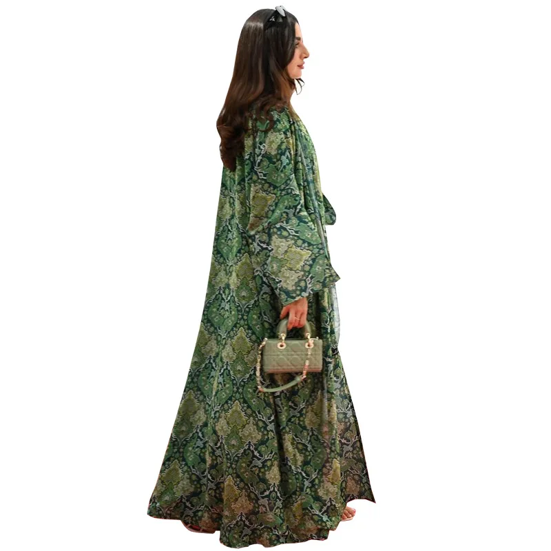 Robe arabe imprimée manteau Cape mode moyen-orient femmes Abaya comprenant foulard femmes musulmanes vêtements
