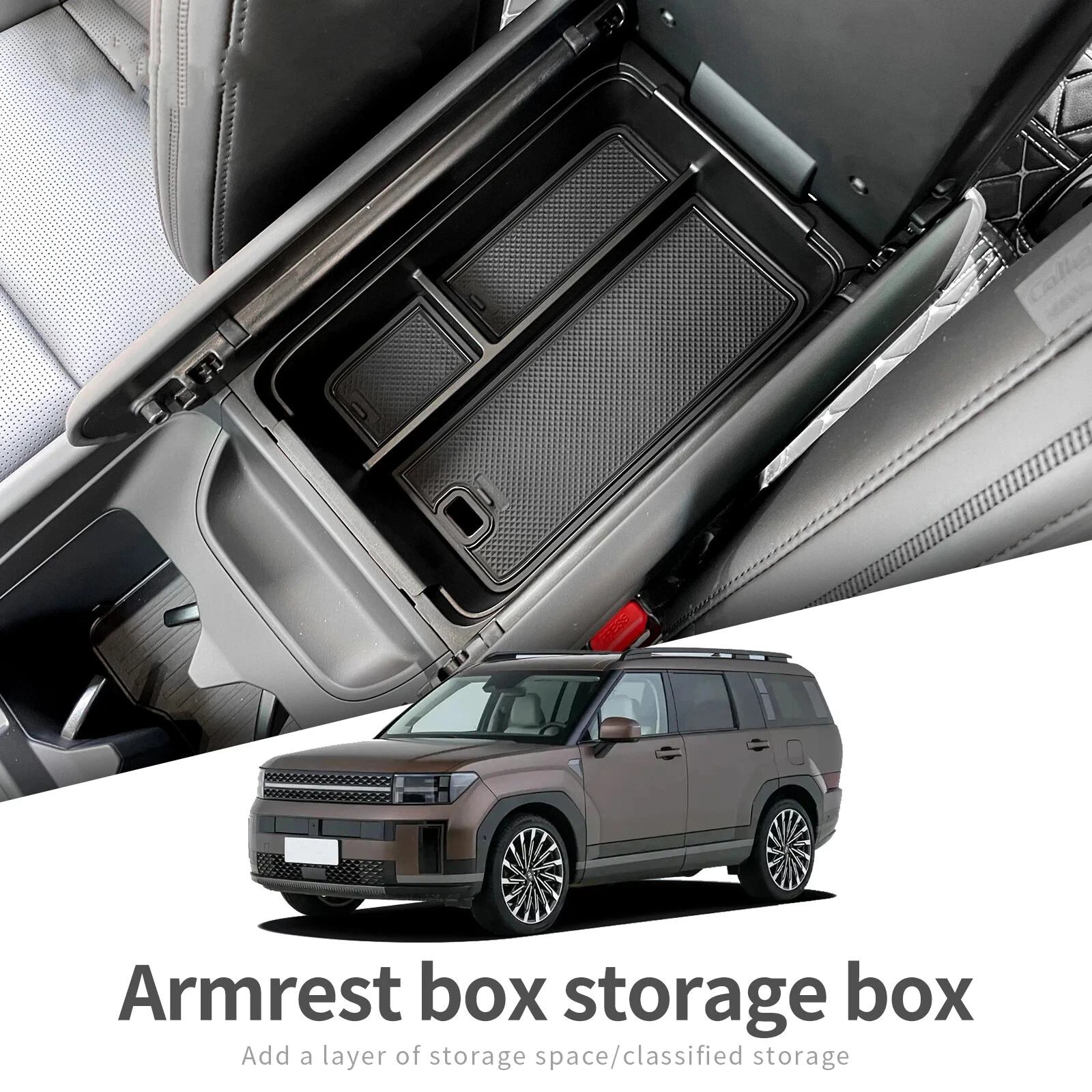 for Hyundai Santa Fe 2024 2025 Car Armrest Storage Box Organizer Case Car Interior Accessories Center Console Storage Tray