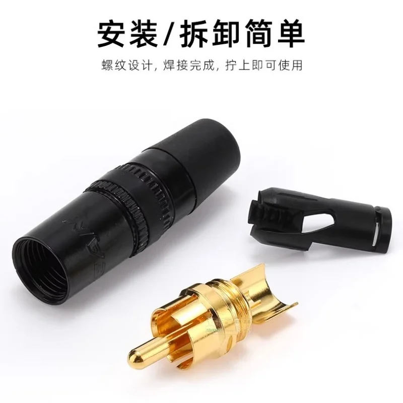 RCA Connector Audio Jack Male Headphone Plug Terminal Gold Plated Copper Connectors With Screw Locking For Soldering Video Cable