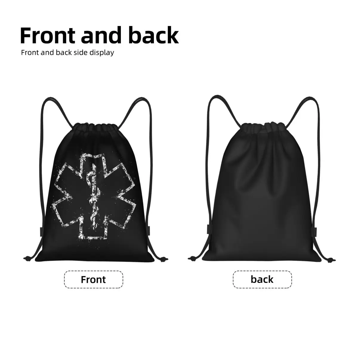 Star Of Life Emt Drawstring Backpack Women Men Gym Sport Sackpack Portable Emt Paramedic Medical Shopping Bag Sack