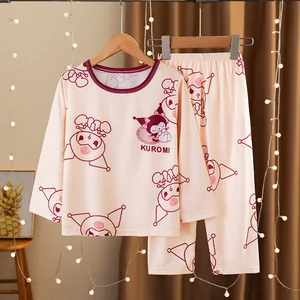 Long -sleeved pajama with cartoon design for girls, night clothes for mother and children, spring and fall 10 Main Sales Exit Maternity Girl - №1