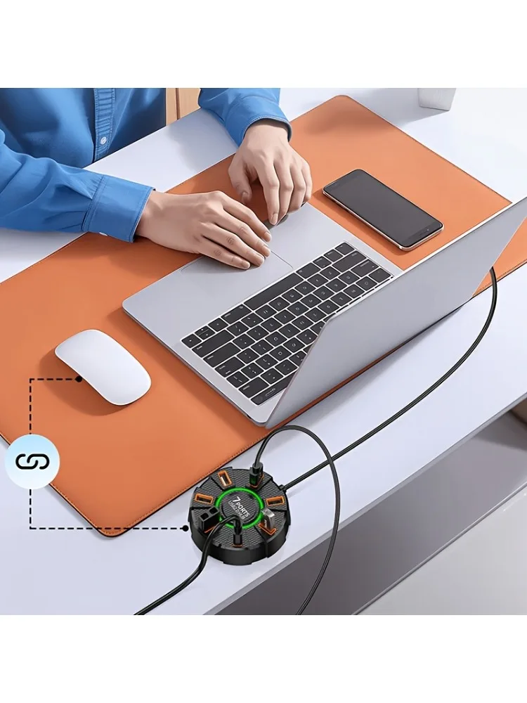 Hub USB 2.0 haute vitesse 7 ports/10 ports avec LED, répartiteur d'alimentation multiport pour ordinateur portable, claviers, souris, adaptateur d'alimentation 1,2 m