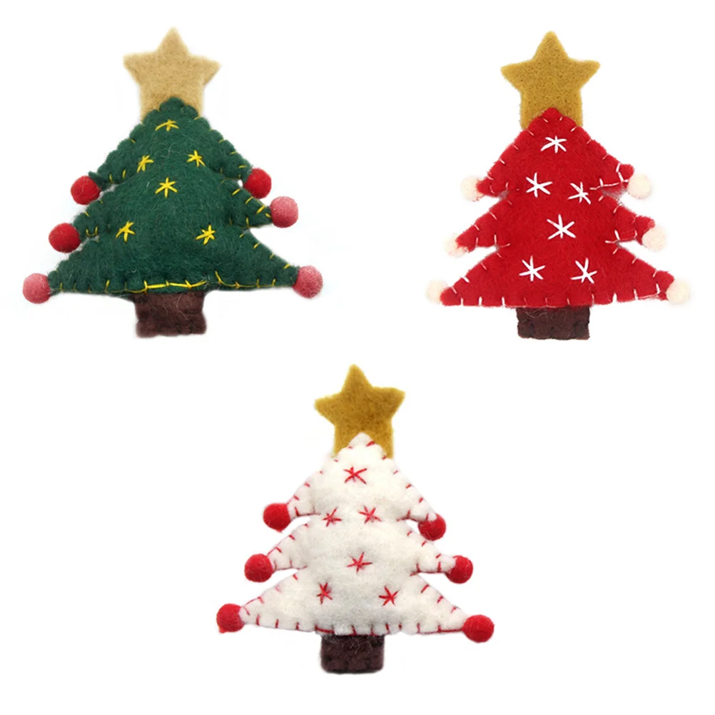 

3 Pcs Indoor Wool Felt Christmas Tree Pendant Xmas Ornaments Charm Party Decoration