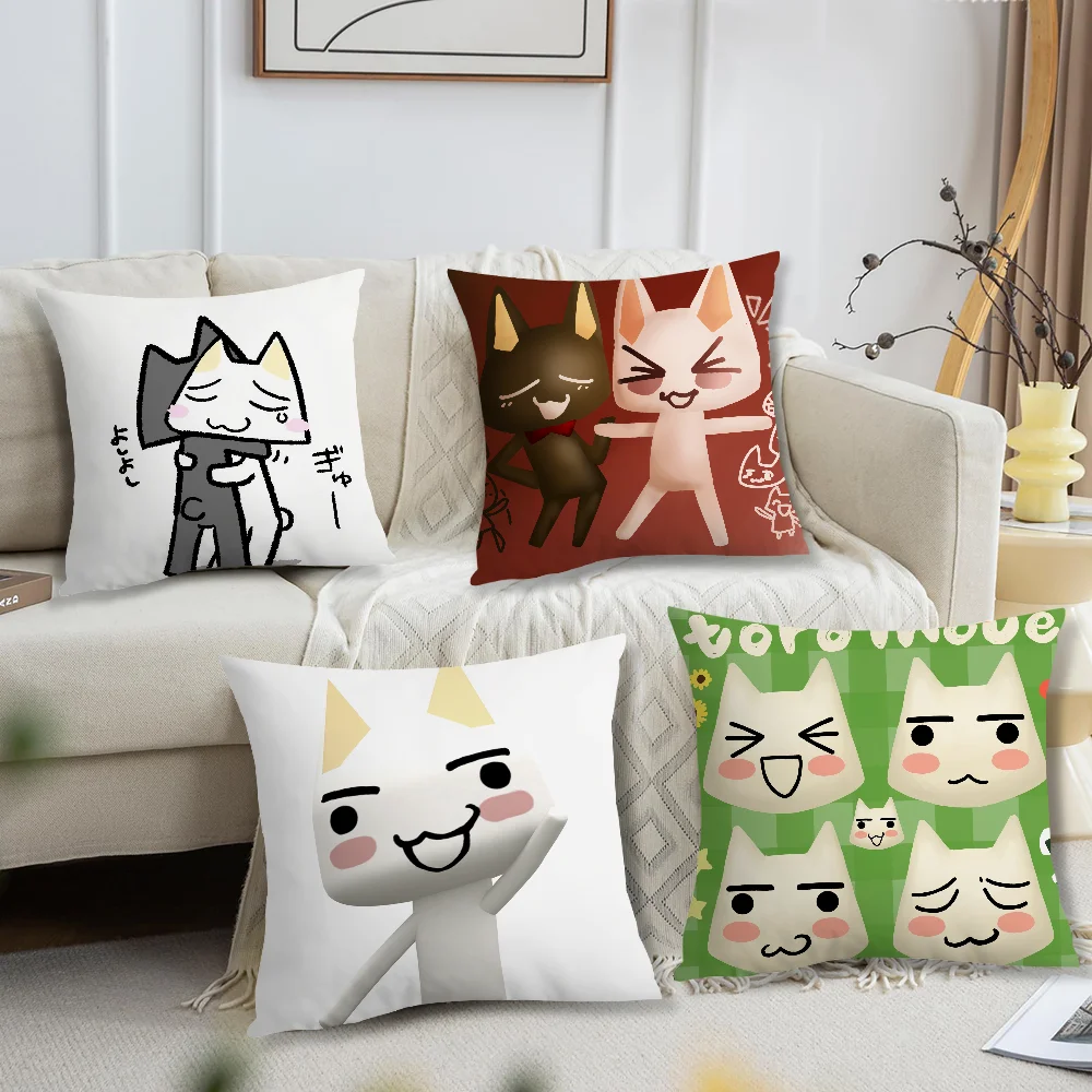 Kawaii Toro Inoue Cat INS Cute cushion For Bedroom Car Coffee Shop Room Soft and Living Room Sofa Decorative Pillow Cover Case