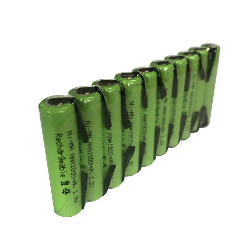 1.2V AAA rechargeable battery 1800mah nimh cell Green shell with welding tabs for Philips electric shaver razor toothbrush