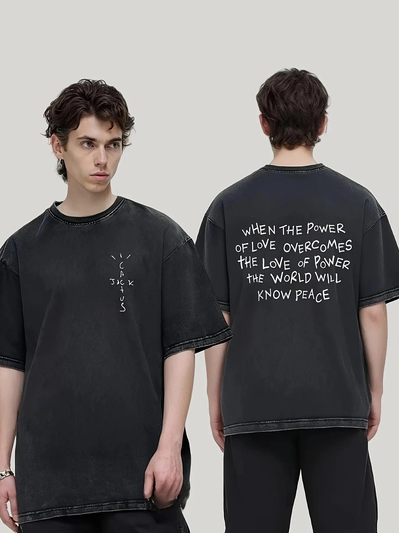 

Men's Vintage Oversized Shirt Cactus Jack Utopia Graphic T-Shirt Hip Hop Streetwear Tee Unisex Y2k Clothes Men's Clothing Tees