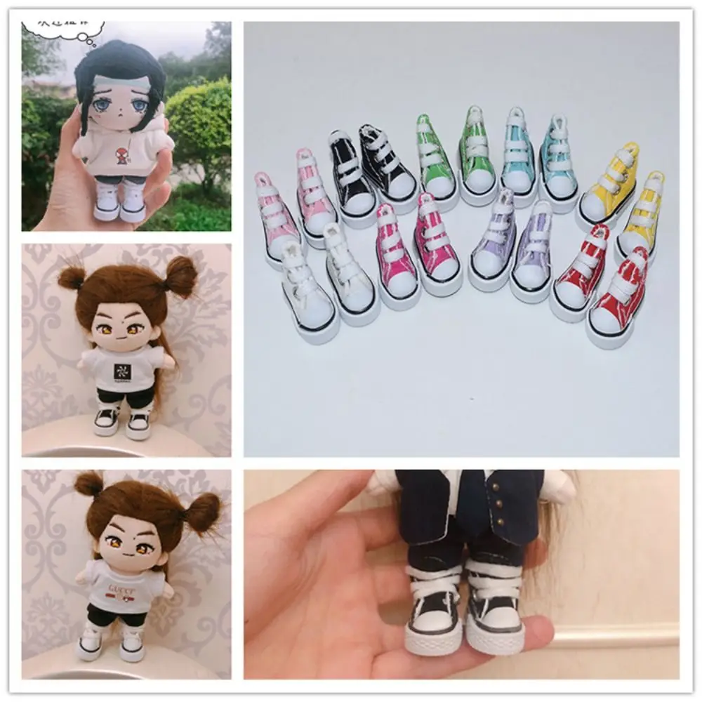 Fashion Cute 3.5CM Doll Shoes Mini Solid Colored 1/8 Bjd Canvas Shoes Doll Dress Up Accessories