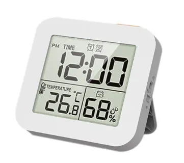 Waterproof LCD Digital Alarm Clock With Thermometer Hygrometer Display Home Office Portable Desktop Bathroom Alarm Clocks Timer