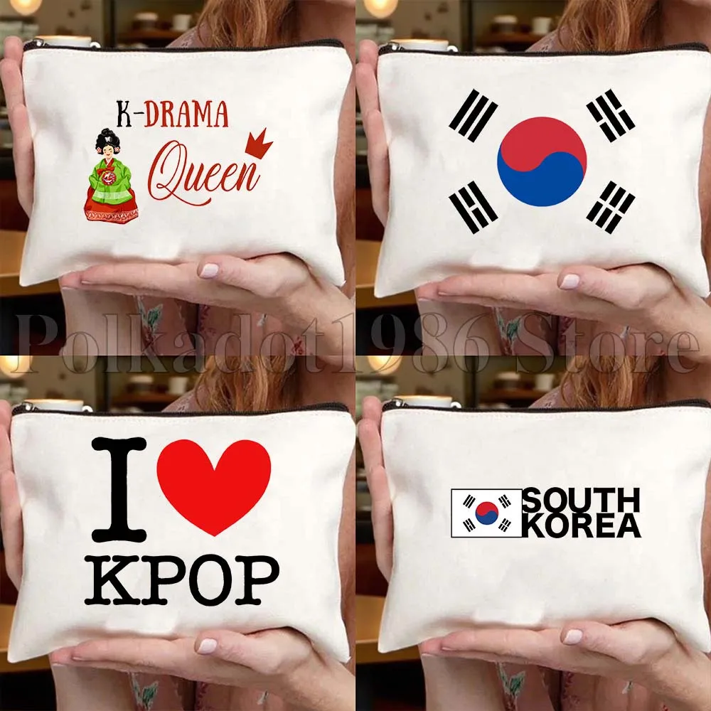 

Cute Kdrama Kpop South Korea Harajuku Finger Heart Seoul Gift Canvas Bag Travel Cosmetic Bag Women Makeup Fashion Storage Bag