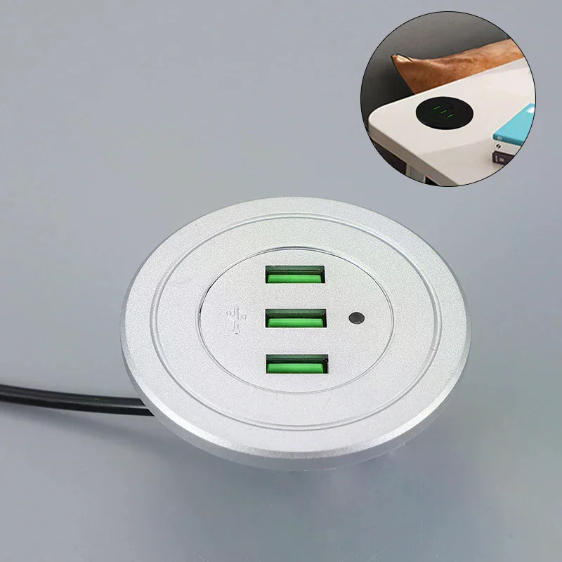 1 Piece Splitter Charging 2/3 Port USB Desktop Embedded Charger For Mobile Phone 2/3 USB HUB Computer Desk Data Line