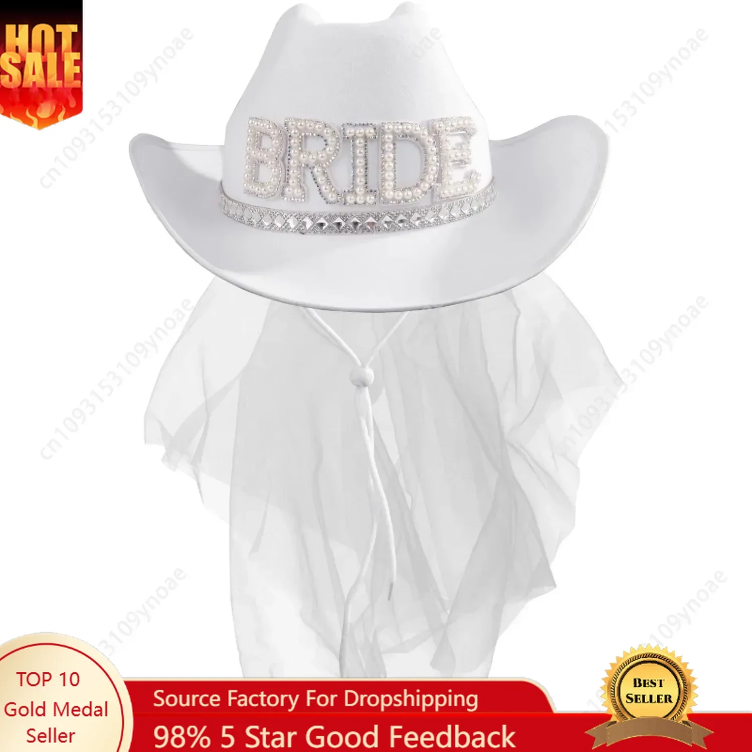 

White Bride Cowboy Hat Veil Bachelorette Party Cowgirl Hats Wedding Bridal Shower Decoration Gift Man Women Weste Country Gifts