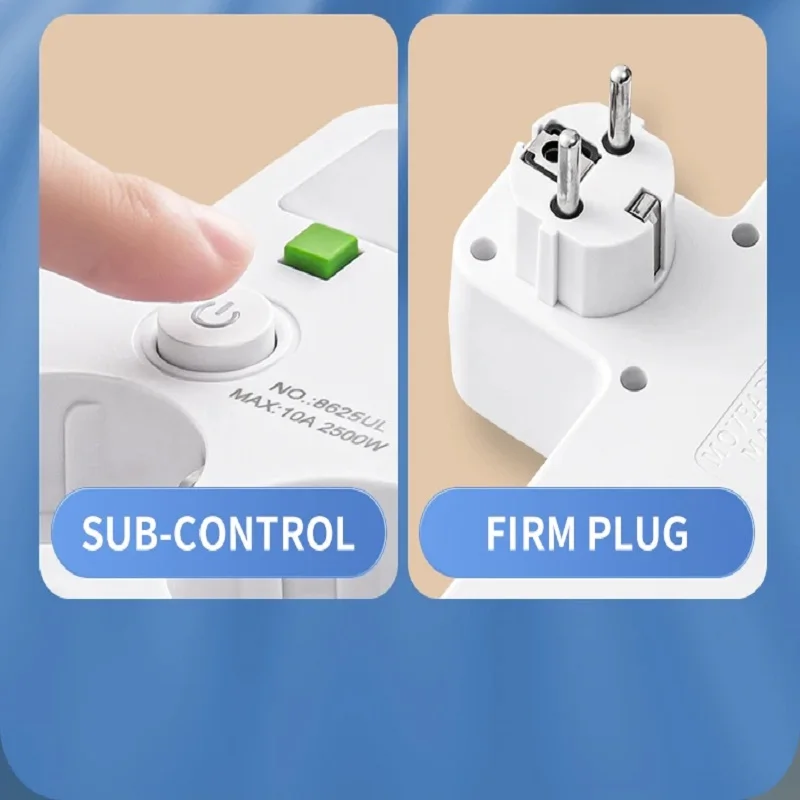 EU Plug Outlet 4 Sockets Electrical Socket No Extension Cord With or without it USB Type-C Ports Two specifications image 3