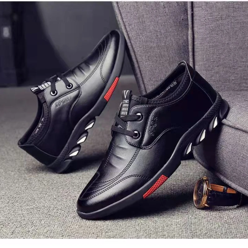 

Men's Casual Leather Shoes Spring Men's Sneakers Comfortable Silp on Work Shoes Male Soft No-slip Loafers Flat Zapatos De Hombre
