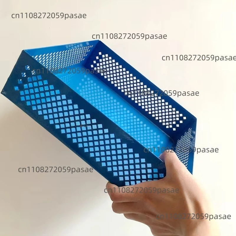 

Blue Perforated Metal Basket, Stamped Metal Mesh Storage Box, Ventilation Organizer Container