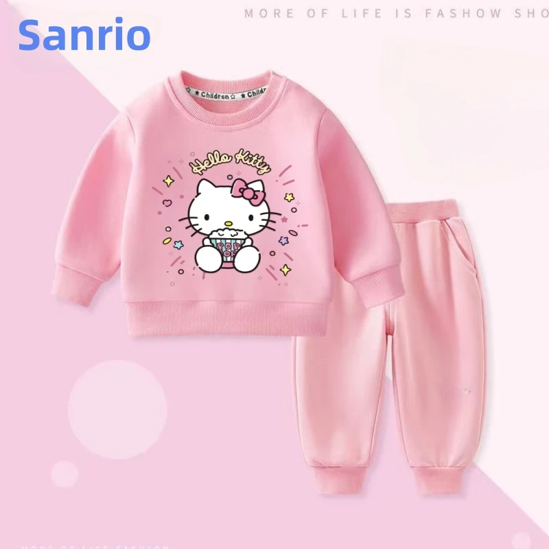 

Sanrio Autumn Baby Girls Clothes Set Kid Cartoon Hello Kitty Printed Sweatshirts Pullover Top and Pants 2pc Suit Children Outfit