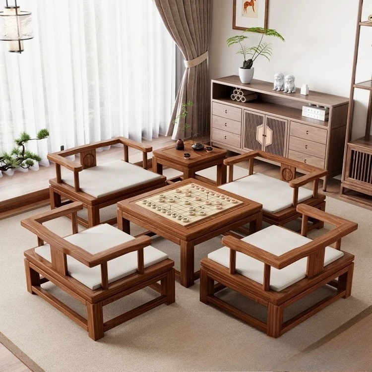 Solid wood meditation chair elm tea armchair surrounding chair master  old wooden low stool