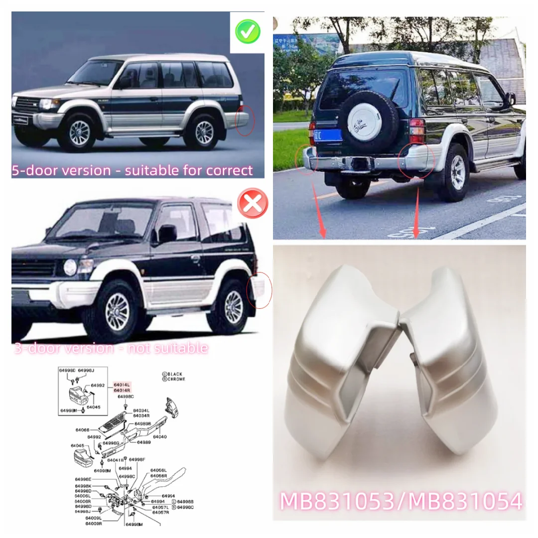 

1PCS Rear Bumper Side Bumper Corner Wrap Angle Fit For Pajero Montero V31W V32W V33W V43W MB831054 MB831053