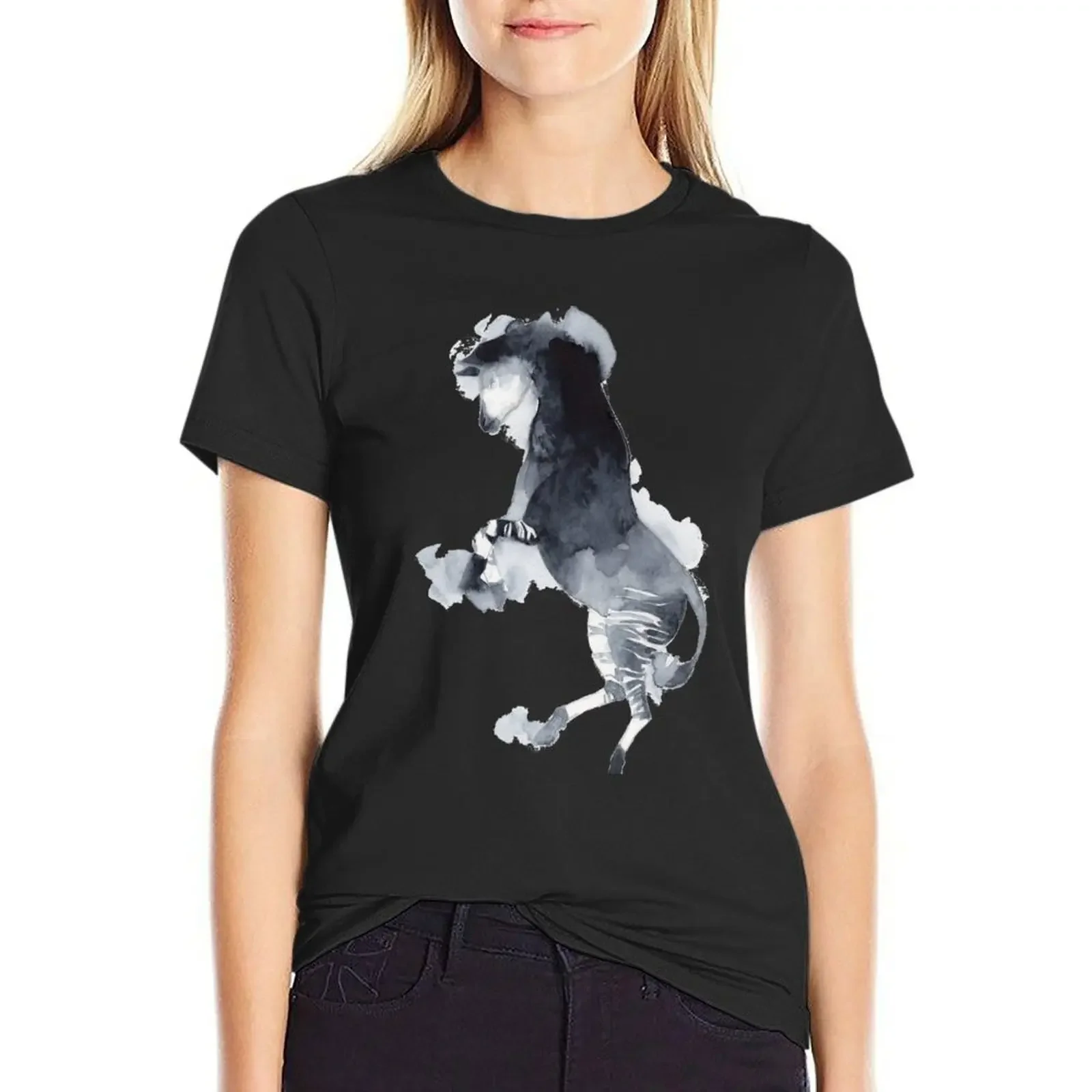 

Watercolor Standing Okapi T-Shirt summer top funny female new edition t shirts for Women