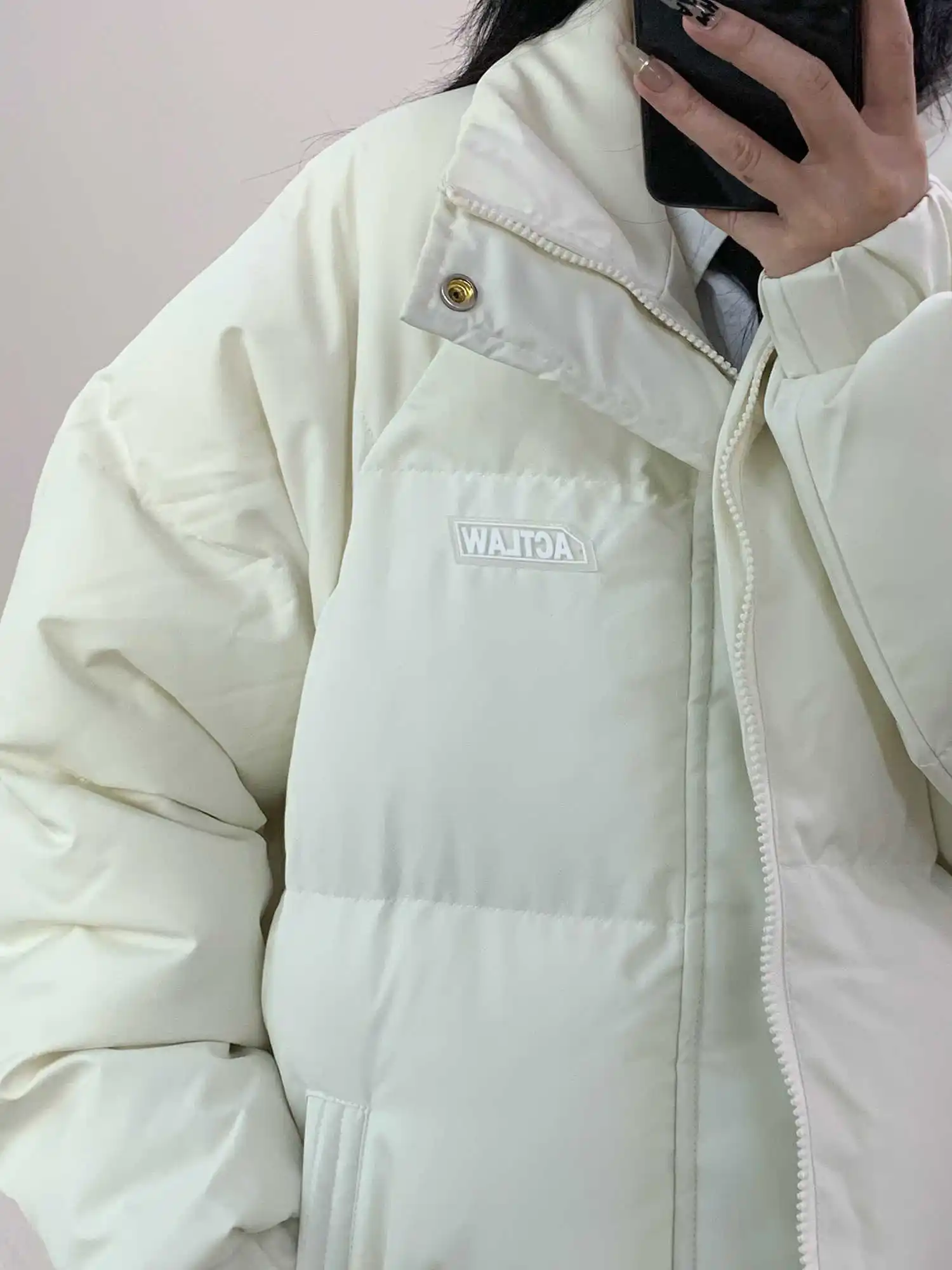 

White Women's Cotton-padded Jacket Stand Up Collar Loose Fashionable Versatile Warm Cotton-padded Clothes 2024 Winter New Coat