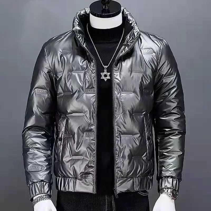 Man Padded Coat Collared Padding Short Parkas Glossy Korean Reviews Many Clothes Down Jackets for Men Luxury Clothing Popular