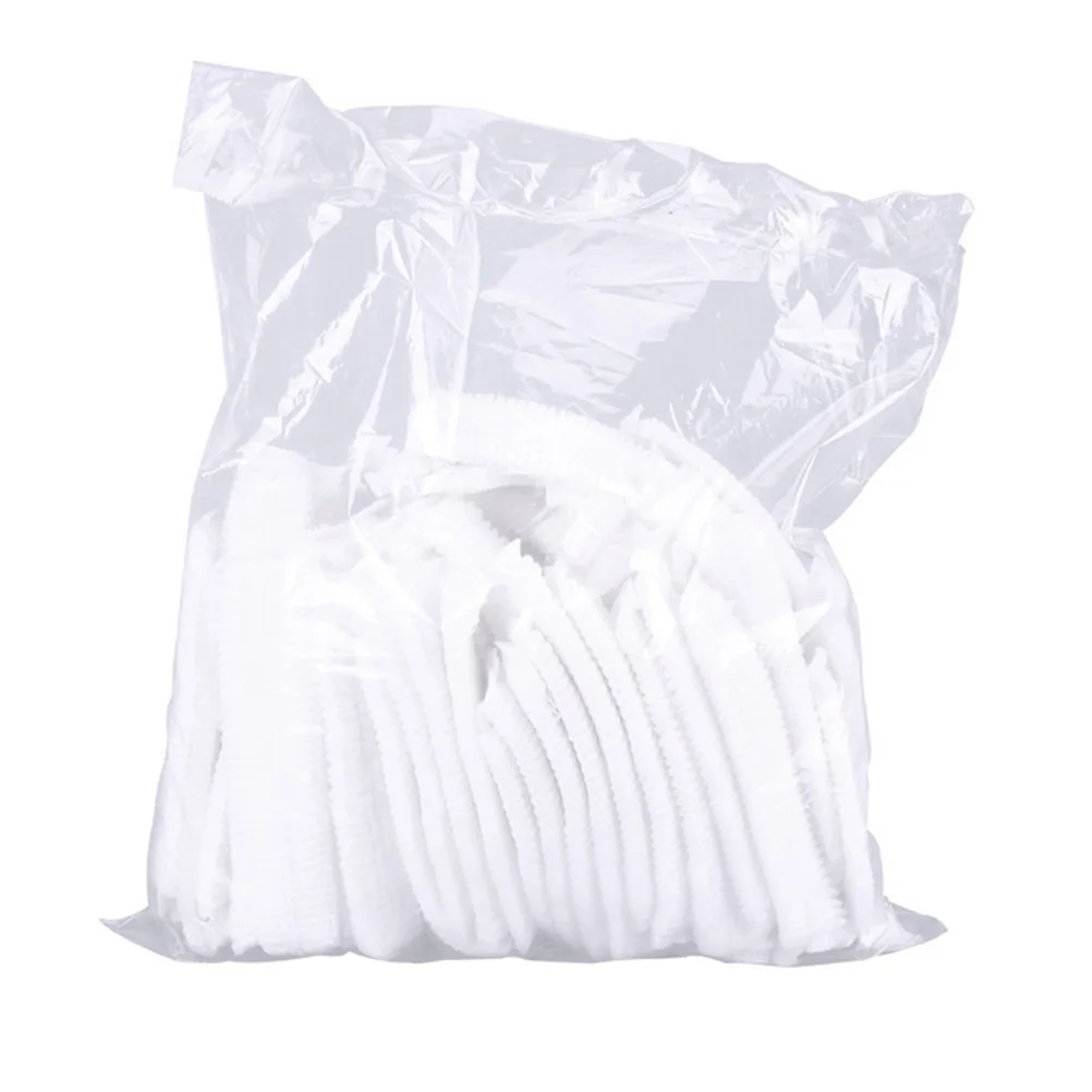 

100pcs Disposable Non-Woven Hair Caps Breathable Foldable Dandruff Protection Medical Food Service Laboratory Bouffant Shower