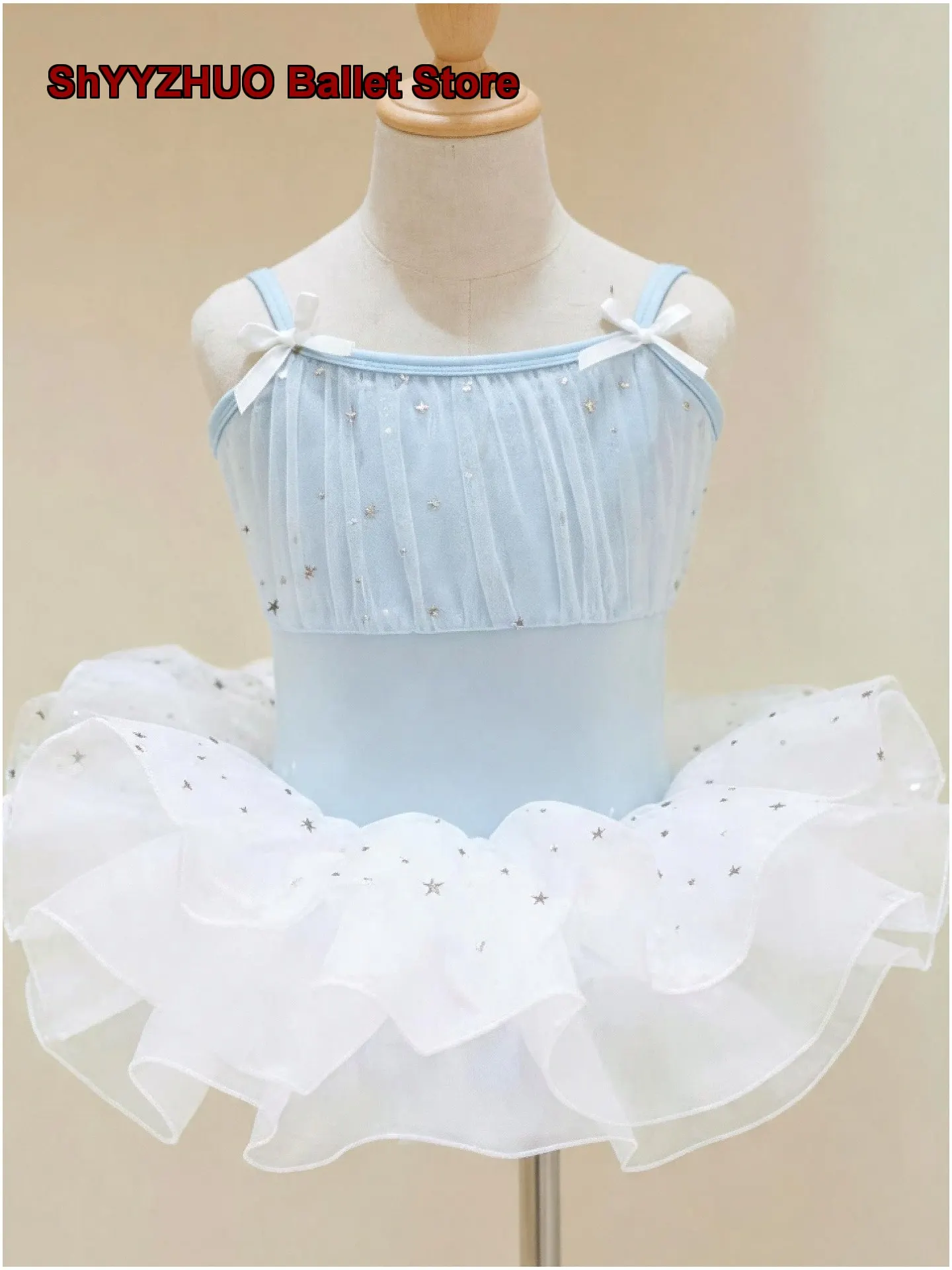 children's-girls-dance-dress-summer-spaghetti-strap-puff-sleeve-tutu-performance-kids