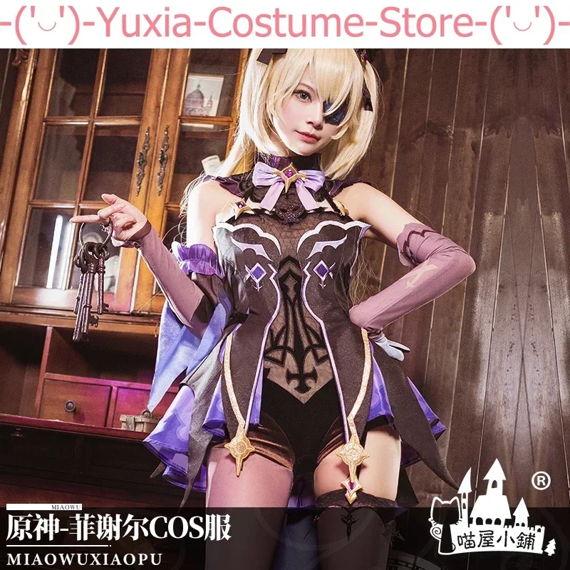 Anime! Genshin Impact Fischl Game Suit Lolita Purple Uniform Cosplay Costume Halloween Carnival Party Outfit For Women 2020 NEW